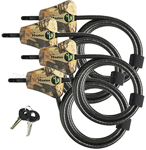 Master Lock Keyed Alike Python Trail Camera Adjustable Camouflage Cable Locks w/8 Keys, 8418KA-4 CAMO 4-Pack