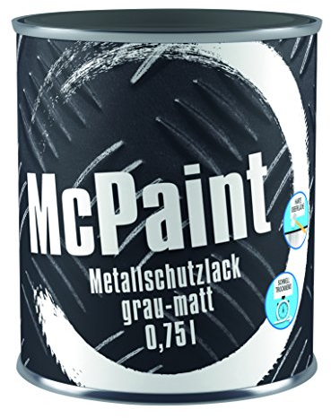 McPaint Metallschutzlack für innen und außen, matt, wasserverdünnbar, dunkelgrau, 0,75 L