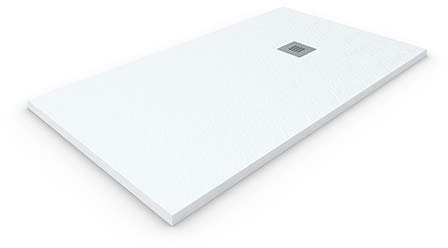 DUCHA-ES Plato Resina EXTRAPLANO. Textura Pizarra Antideslizante. Carga Mineral.80X140CM Blanco RAL: 9003