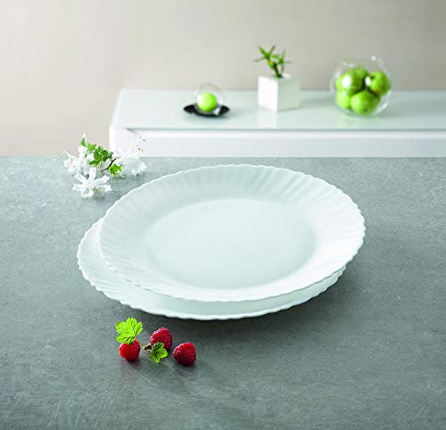 Feston White Opal Glass Dinner Set Dinnerware Tableware Plates Microwave Safe Dishwasher Safe Dining Modern (30cm Round Plate)