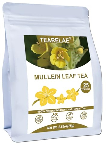 TEARELAE - Mullein Tea Bags For Lungs - 2.65 oz/75g (3g X 25 Bags) - 100% Pure Natural Premium Mullein Leaf Tea - Non-GMO - Caffeine-free