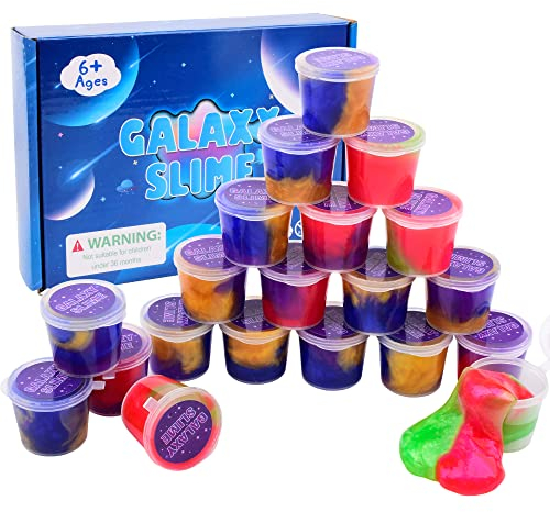 20 Packs Colorful Galaxy Slime, Stretchy & Non-Sticky,Idea Stocking Stuffers for Christmas,Party Favors for Kids, Sensory and Tactile Stimulation, Stress Relief, Educational Game, for Girls & Boys