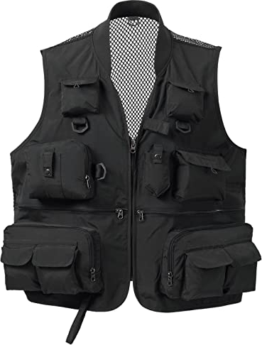Bassdash Vielseitige Anglerweste Herren Damen Angelweste Mesh Back Weste zum Angeln Jagd Wandern Camping Fotografie