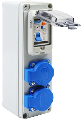 MaxEarn Baustromverteiler, 16A 250V 2P Industrieller Verteilerkasten, Steckdosenverteiler, Wandverteiler für Innen und Außen