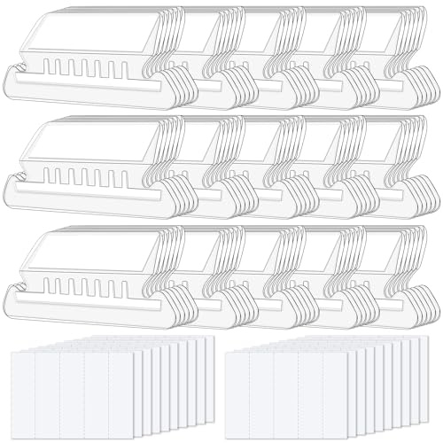 Rustark 100Pcs 2 Inch Hanging File Folder Tabs with Inserts, Clear Plastic File Tabs for File Folders for Quick Identification, Classroom, Office, Paper Organization