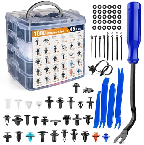 GOOACC 1045Pcs Car Push Retainer Clips & Auto Fasteners Assortment -30 Most Popular Sizes Nylon Bumper Fender Rivets with Fasteners Remover an 10 Cable Ties for Toyota GM Ford Honda Chevy