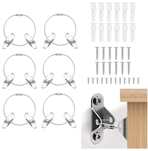 6 Sätze Kippschutz Sicherheitsgurt, Rostfreier Stahl Anti Kipp Möbelgurte, Kippschutz Möbel Wandanker, Möbelwandgurte, Sicherheitsgurte für Möbel, für Bücherregal, Schrank, Kommode
