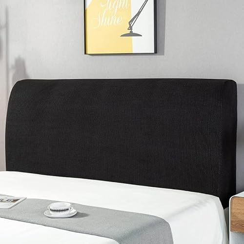 Bett Kopfteil Bezug, Bettkopfteil Hussen Einfarbiges Design All-Inclusive Kopfteilbezug, Dehnbare Kopfteilbezug Staubdichte Schutzhülle für Gepolsterte Schlafzimmer Kopfteil (Schwarz, 200CM)