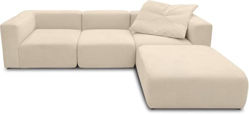DOMO. collection Ecksofa Adrian, Modul-Sofa, L-Form aus 2 x Ecksessel, 1 x Sessel und 1 x Hocker, Modul-Couch, 4 Polster-Elemente, Eckcouch 301 x 193 x 69 cm (BxTxH), Beige