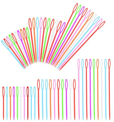 Piriuuo 60 Stück Kunststoff Nähnadeln, Webnadeln Sticknadeln Nähnadeln mit Großem Öhr Garnnadeln Sticknadel Nähnadeln Plastiknadeln für Kinder zum Selbermachen, Kunsthandwerk, Nähen Handwerk