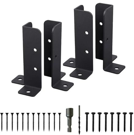 Lot de 4 Supports de Poteau Réglables en Bois pour Pergola - Base 3,8 x 3,8 cm, 2 x 5, 2 x 10,2 cm, 10,2 x 10,2 cm - Plaque de Base et Kit de Clôture pour Boîte aux Lettres