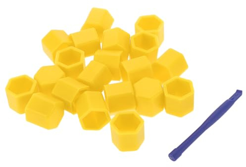 VekAuto Wheel Lug Nut Bolt 17mm Rims Tire Nut Screws Dust Cap Cover Nut Protection Silicone Yellow Outer with Removal Tool
