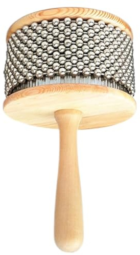Instrumento de percusión, Cabasa 4.5 '' Mango de madera de acero inoxidable Percusión latina para educación musical de banda, instrumentos de percusión manual