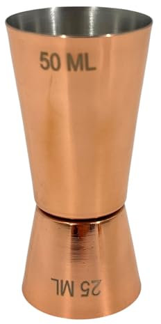 Chabrias Ltd Stainless Steel Copper Single 25/50 ml Measure Jigger Bar Craft Dual Spirit Measure Cup Peg Measuring Cup for Bar Party Wine Cocktail Shaker