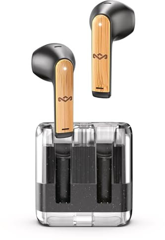House of Marley Zion True Wireless Bluetooth Earbuds - Ear Buds with Built-in Microphone, 16 Hr Playtime In Ear Headphones, USB-C Earphones Case, Sustainable Materials, Black