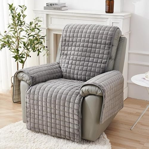 FWGSJOPC Sofa Armlehnenbezüge, Sesselschoner Sesselauflage, Fernsehsessel Schutzbezug Anti-Rutsch, Relaxsessel Bezüg Sesselüberzug für Zuhause mit Kindern und Haustieren Hund,Grau1-1 Sitz(53 * 190cm)