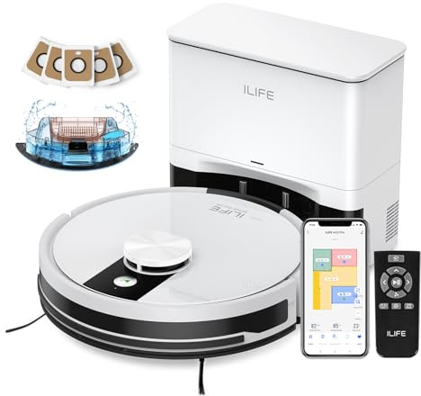 ILIFE A12 Pro Robot Vacuum and Mop Combo, Self Emptying Station for 60 Days, LiDAR Navigation, Home Mapping, No-Go Zones, 2.4G WiFi/App/Alexa/Remote Control, for Hard Floors, 110V