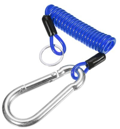 PATIKIL 3 ft Breakaway Trailer Cable,Trailer Brake Away Cable Safety Cable Strap Spring Towing Coiled Wire with Clip for RV Trailer Emergency Breakaway Switch, Blue