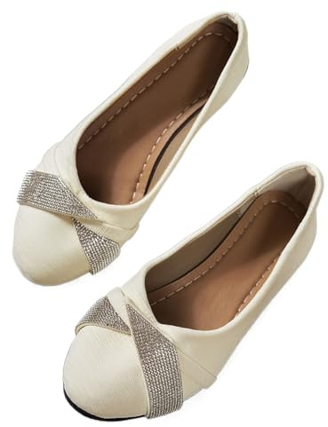 MAOAEAD Scarpe da donna leggere alla moda con zeppa con strass, comode, ortopediche, senza lacci, ballerine da donna casual e formali, bianco, 41 EU