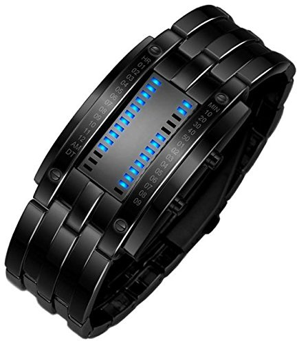 Armband digital sport herrklockor datum LED rostfritt herrklocka parklocka, Svart, En storlek