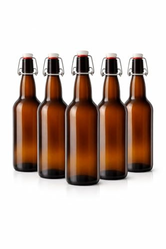 made in home Botellas con cierre basculante, botellas de vidrio, 500 ml, color marrón, con cierre basculante para rellenar, botella de cerveza (20)