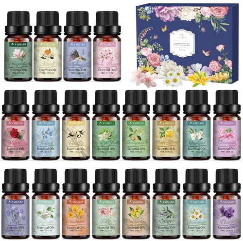 20x10ml Essential Oil Set, Floral Essential Oils for Diffusers for Home | Diffuser Oil Essential Oils Set for Soap Candle Making, Pure Essential Oil for Diffuser, Fragrance Aromatherapy Oil Gift Set