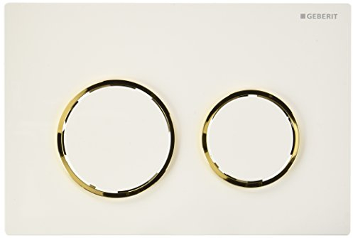 Geberit, Piastra di azionamento per cassette di risciacquo ad incasso Omega 20 115.085.KK.1, 2 flussi di risciacquo, Bianco/Oro, 115085KK1