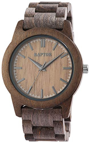 Raptor Herren-Uhr Holzuhr Natur Faltschließe Analog Quarz RA20323 (grau/Ahornholz)