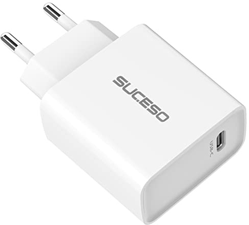 SUCESO 20W Cargador USB C PD 3.0 Carga Rápida Power Delivery Tipo C Adaptador Compatible Con iPhone 13 12 11 Pro Mini MAX SE X XS iPad Pro Air Samsung S21 S20 Huawei - Blanco
