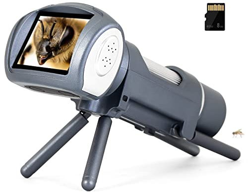 LINKMICRO LM012 Mikroskop-Kit für Kinder Anfänger 300X, Mint-Wissenschafts-Kit und Lernspielzeug, tragbares digitales 2-Zoll-LCD-Kindermikroskop, Fotos und Videos, 12 Objektträger, 8-GB-SD-Karte