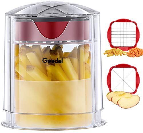 Geedel Cortador de Patatas, Cortador de Patatas Fritas de Corte Rápido, Cortador de Frutas en Cuña de Fácil Limpieza, Cortador de Manzana para Verduras y Frutas