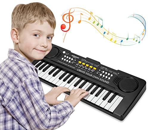 Docam Clavier de Piano pour Enfants, 37 Touches pour Enfants Piano Musical Cadeau d'anniversaire Jouets Éducatifs Multifonctions Électroniques Portables pour 3 4 5 6 Ans Garçons Filles (Noir)
