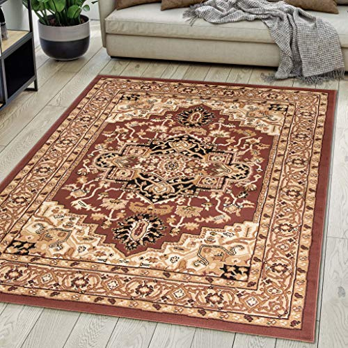 Mazovia Alfombra Oriental - Diseño Oriental de Salón Grande de Pelo Corto - Alfombras de Habitación de Matrimonio, Dormitorio y Comedor - Marrón 120x170 cm