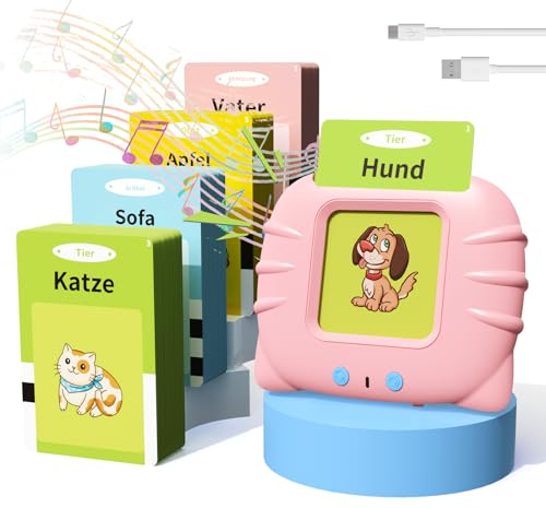 GUYUCOM Hand-Auge-Koordination, Lernspielzeug für Kinder ab 1-6 Jahr, 112 Blätter Lernkarteikarten 224 Wörter hörbar, Vorschule Geschenk Spielzeug für Mädchen Jungen (Rosa)