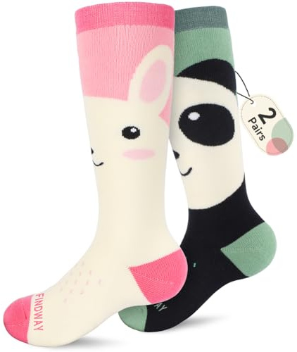 Findway Kids Ski Socks, High Performance Warm Soft Thermal Socks for Boys and Girls, 2 Pairs Pack OTC Anti-Slip Snow Socks for Ski, Snowboard, Snowshoe, Hiking