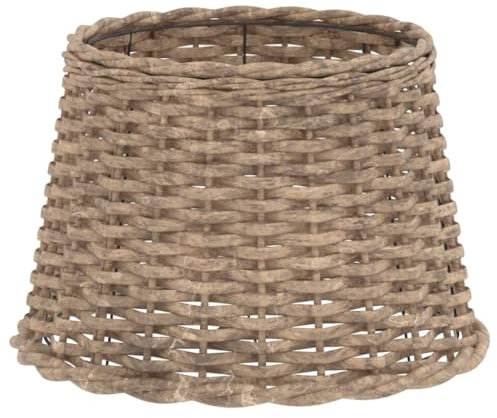 vidaXL Lamp Shade - Natural Wicker Construction, Versatile Ceiling/Table Lamp Shade, Robust Painted Iron Holder, Brown, Ø40 x H26 cm