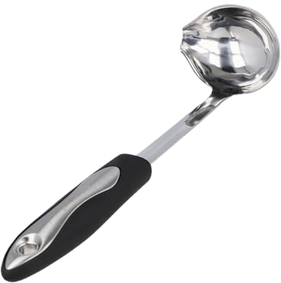 EUROHOME Saucenlöffel CARMEN aus rostfreiem Edelstahl - Soßenkelle mit Ausgießer - Soßenlöffel 28,5 cm mit ergonomischem Griff - Suppenkelle Edelstahl aufhängbar - Spülmaschinengeeignete Saucenkelle