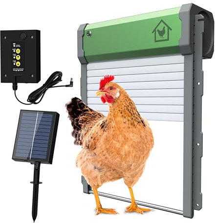 Automatic Chicken Coop Door, Solar Chicken Coop Door Opener with Timer, Light Sensor, Remote Control, Manual Control, Weatherproof, Anti-Pinch, Chicken Coop Accessories,Multi-mode,Chicken Coop Door