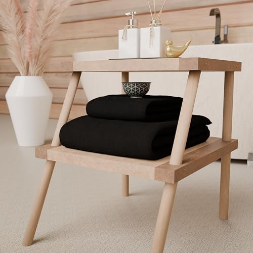 PETTI Artigiani Italiani - Asciugamani Bagno in 100% Spugna di Cotone, Set Asciugamani 1+1, 2 Pezzi 1 Asciugamano Viso e 1 Asciugamano Mani, Asciugamani Nero