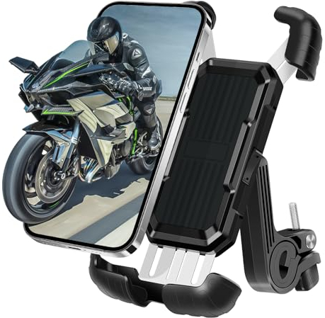 SUPRBIRD Universal Motorrad Handy Halterung für 4,7‘’-7 Zoll Smartphone, Fahrrad Handyhalterung mit 360° Drehbar, Stoßsicher, Einfache Installation, Für Rennrad MTB Scooter, 2024 Verbessertes