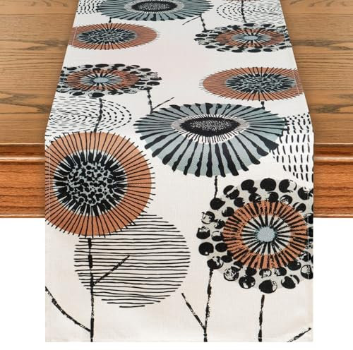 Weldomcor Runner da tavola lavabile, 32 x 90 cm, motivo piante floreali, moderno, primavera, estate, runner decorativo vintage, per sala da pranzo, cucina, fattoria, matrimonio, compleanno, all'aperto