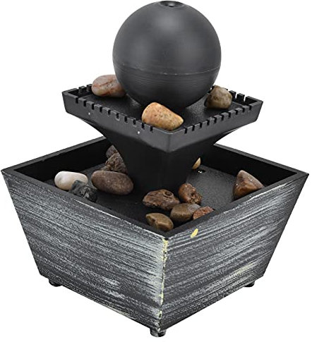 ANKROYU 3V Tabletop Water Fountain, Indoor Ball Waterfall Fountain, Home Fountain, Tabletop Water Feature Fountain for Home Office Desktop Table Decorative
