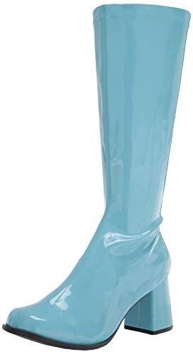 Bismaa New Women’s 1960’s 70’s Retro Knee-High Long Heel Gogo Boots Ladies Fancy Dress Party Go Go Boots With Side Zip Closure (5 UK, Sku Blue Patent, numeric_5)