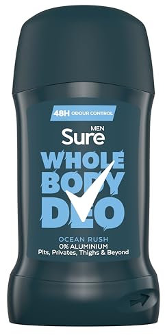 Sure Men Ocean Rush Whole Body All Over Body Deodorant Stick with a herbal & woody fragrance and 48 hour odour control 50 ml