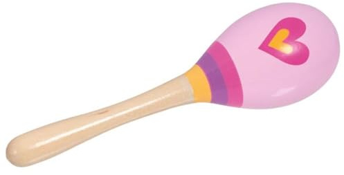 goki 61844 - Maracas Coeur - Instrument de Musique en Bois pour Enfant 20 cm Rose