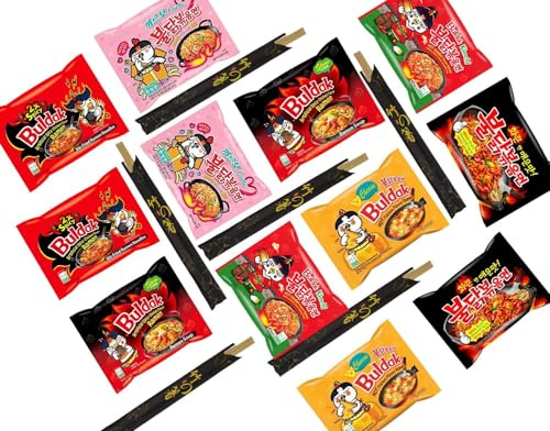 MiFan Ramen Box – 12 nouilles buldak (6 saveurs) + 6 baguettes | ramen coréenne piquante
