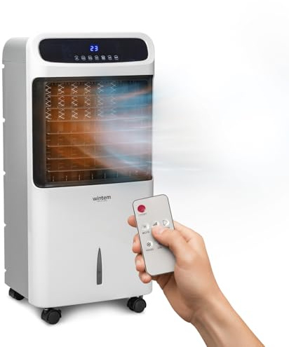 Avilia - Raffrescatore Evaporativo Trio Clima 4in1 Freddo/Caldo 80-2000W con Umidificazione, Purificazione Aria, Serbatoio 11L, Timer 12H, Telecomando e Ruote per Casa e Ufficio