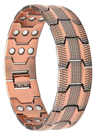 Duroecsain Bracelet en cuivre pour hommes, aimants ultra-puissants 99,99% cuivre massif, taille ajustable