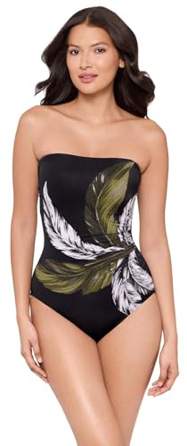 Miraclesuit Women's Swimwear Boca Grande Avanti Removable Strap Underwire One Piece Swimsuit, Black/Multi, 12