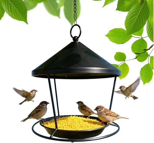 para pájaros al Aire Libre | Distribuidor de Colibrí de Metal | Cuenco de Comida suspendido Pours Balcón Cerca Porche Patio Pájaros Salvajes Observación Fácil y Decoración